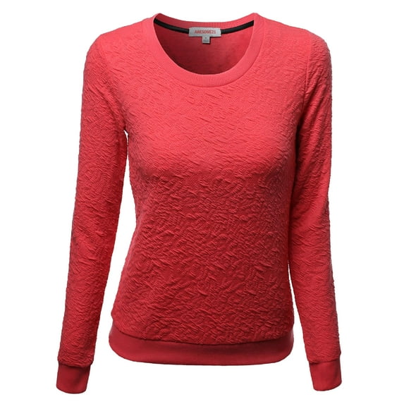 FashionOutfit Women's Long Sleeve Patched Elbow Jacquard Knit Sweater Pull over Top