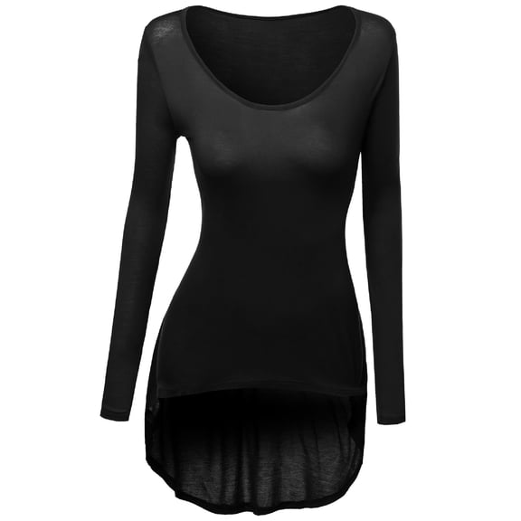 FashionOutfit Women's Long Sleeve Rayon Spandex Stylish Top Tee