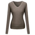 thumbnail image 1 of FashionOutfit Women's Mermaid Texture Patterned V-Neck Cotton Based Knit Sweater, 1 of 4