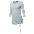 thumbnail image 1 of FashionOutfit Women's PREMIUM 3/4 SLEEVE ROUND NECK SIDE RUCHED TOP, 1 of 1