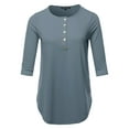 thumbnail image 1 of FashionOutfit Women's Premium Casual 3/4 Sleeve Dolphin Hem Shell Button Top, 1 of 1