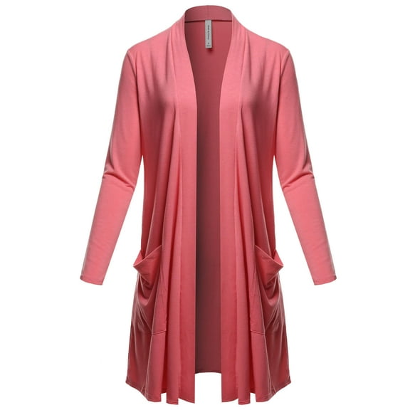FashionOutfit Women's Premium Long Sleeve Regular Fit Open Front Pocket Cardigan