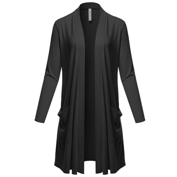 FashionOutfit Women's Premium Long Sleeve Regular Fit Open Front Pocket Cardigan