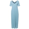 thumbnail image 1 of FashionOutfit Women's Premium V-neck Short Sleeve Maxi Dress With Side Pockets, 1 of 1