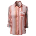 thumbnail image 1 of FashionOutfit Women's Roll Up Stripe Pattern Button Down Shirt Blouses, 1 of 3