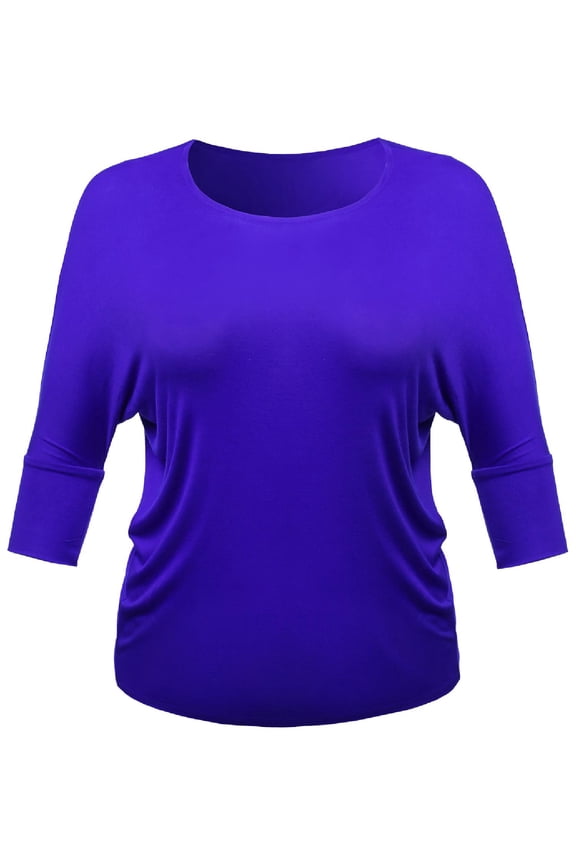 Women's Round Neck Shoulder Raglan Short Sleeve Plus Size Top