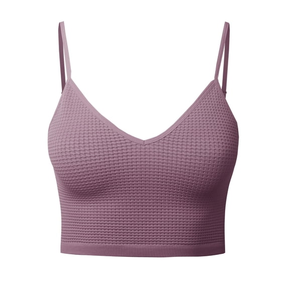 FashionOutfit Women's Seamless Cami V Neck Adjustable Workout Yoga Tank Top