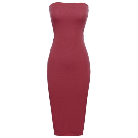 FashionOutfit Women's Sexy Comfortable Tube Top Body-Con Midi Dress in Various Colors