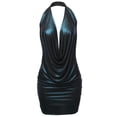 thumbnail image 1 of FashionOutfit Women's Sexy Halter Neck Ruched Bodycon Backless Party Cocktail Mini Dress, 1 of 1