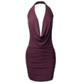 thumbnail image 1 of FashionOutfit Women's Sexy Halter Neck Ruched Bodycon Backless Party Cocktail Mini Dress, 1 of 1