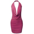 thumbnail image 1 of FashionOutfit Women's Sexy Halter Neck Ruched Bodycon Backless Party Cocktail Mini Dress, 1 of 1