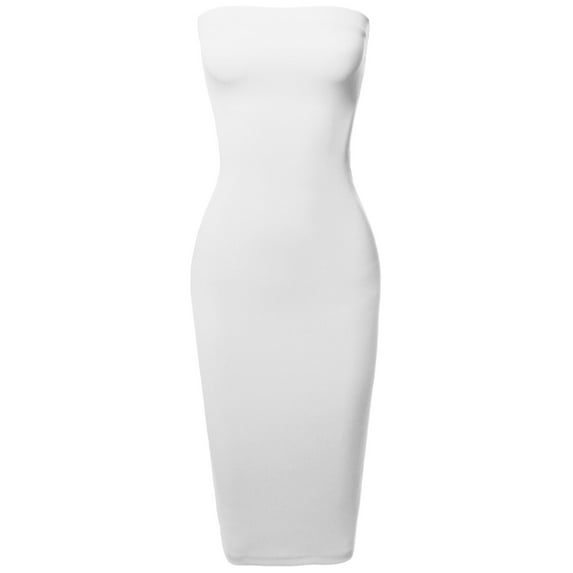 FashionOutfit Women's Sexy Scuba Crepe Tube Top Body-Con Midi Dress in Various Colors