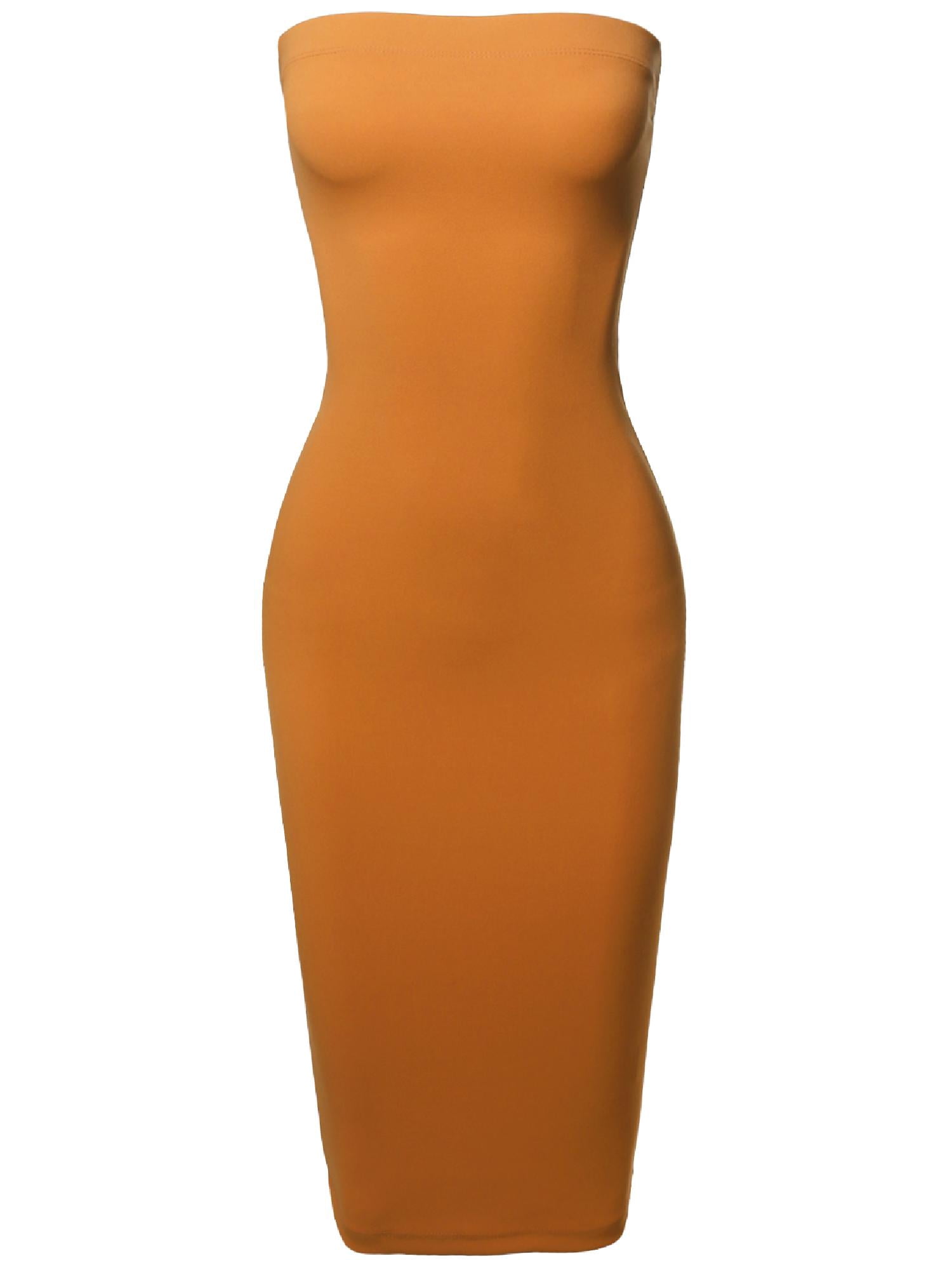 FashionOutfit Women's Sexy Scuba Crepe Tube Top Body-Con Midi Dress in  Various Colors - Walmart.com