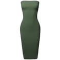 thumbnail image 1 of FashionOutfit Women's Sexy Scuba Crepe Tube Top Body-Con Midi Dress in Various Colors, 1 of 3