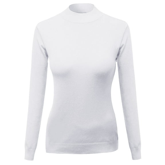 FashionOutfit Women's Silky Mock Turtle Neck Long Sleeve Knit Top Sweater