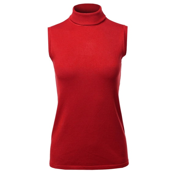 FashionOutfit Women's Soft Sleeveless Turtleneck Sweater Top