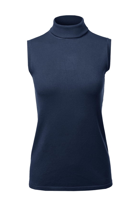 Women's Soft Sleeveless Turtleneck Sweater Top