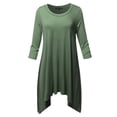 thumbnail image 1 of FashionOutfit Women's Solid 3/4 Sleeve Loose Fit Swing Tunic Top, 1 of 1