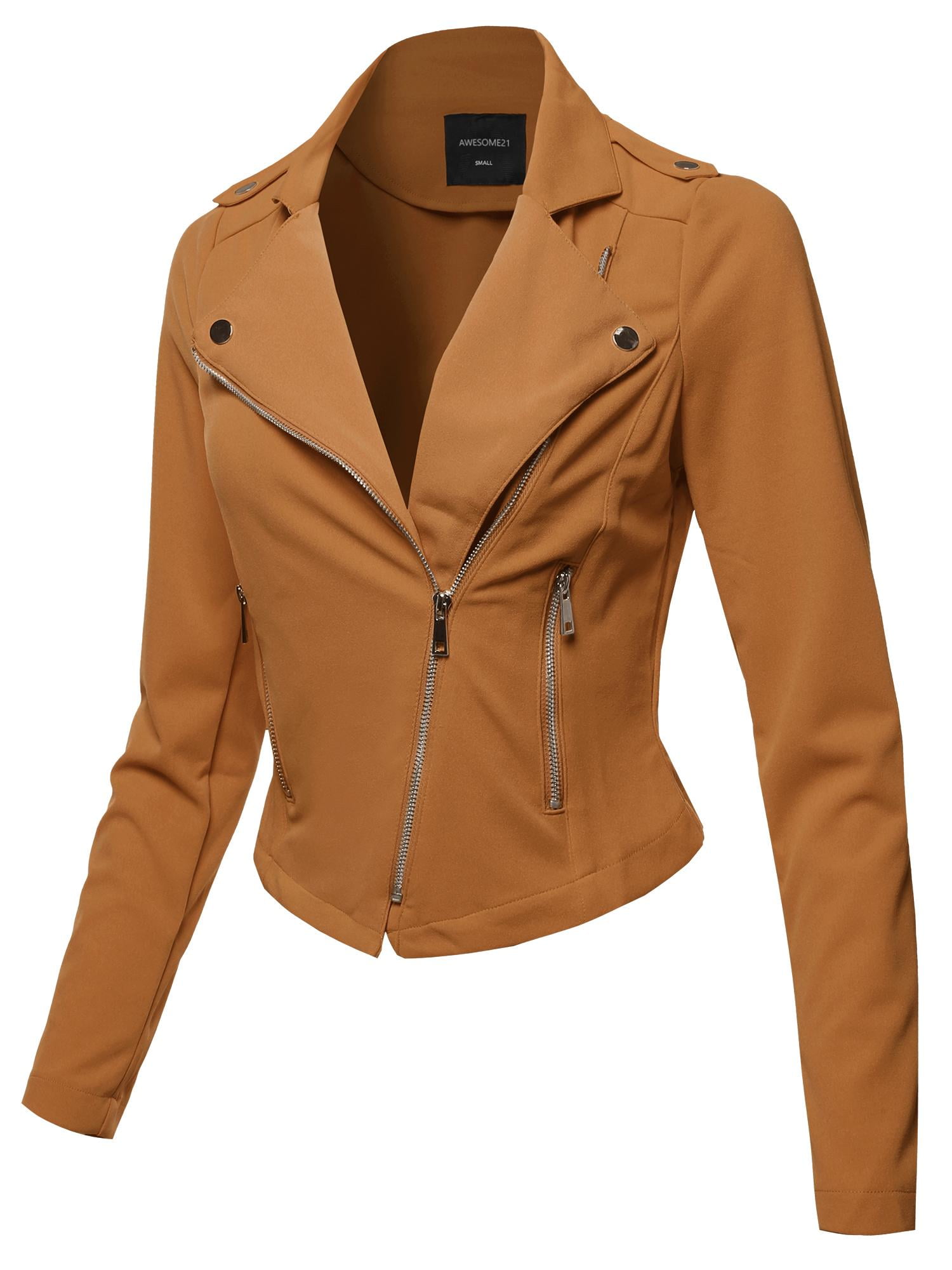 FashionOutfit Women's Solid Asymmetrical Zipper Closure Long Sleeve Thin  Biker Style Jacket - Walmart.com, image size:1500x2000