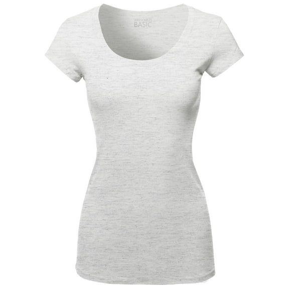FashionOutfit Women's Solid Basic Cap Sleeves Scoop Neck Tee