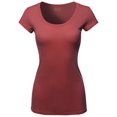 thumbnail image 1 of FashionOutfit Women's Solid Basic Cap Sleeves Scoop Neck Tee, 1 of 4