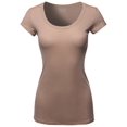 thumbnail image 1 of FashionOutfit Women's Solid Basic Cap Sleeves Scoop Neck Tee, 1 of 4