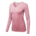 thumbnail image 1 of FashionOutfit Women's Solid Basic Fitted T-Shirt V-Neck Long Sleeves Top Shirts, 1 of 1