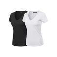 thumbnail image 1 of FashionOutfit Women's Solid Basic Lightweight V-Neck Short Sleeve Top, 1 of 1