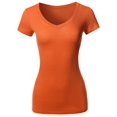 thumbnail image 1 of FashionOutfit Women's Solid Basic Various Colors V-Neck Short Sleeves Top, 1 of 4