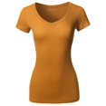 thumbnail image 1 of FashionOutfit Women's Solid Basic Various Colors V-Neck Short Sleeves Top, 1 of 1