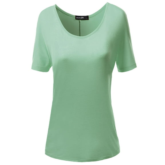 FashionOutfit Women's Solid Boatneck Dolman T-shirt Tops