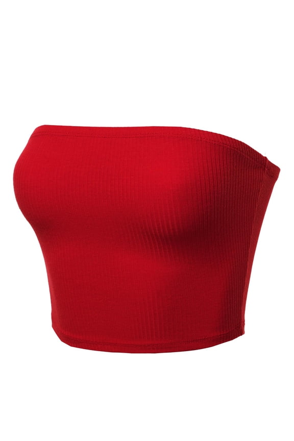 Women's Solid Bra Ribbed Tube Top