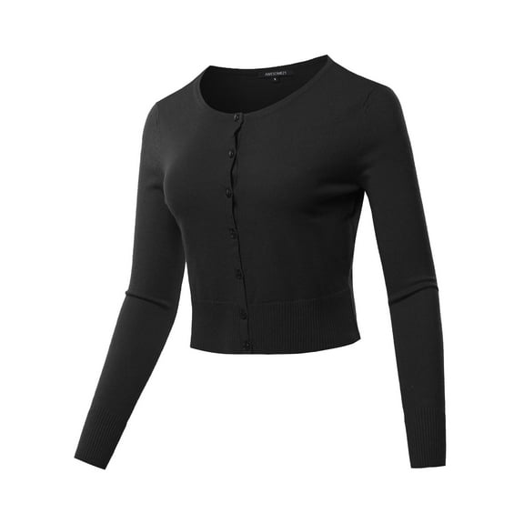 FashionOutfit Women's Solid Button Closure Long Sleeve Cardigan