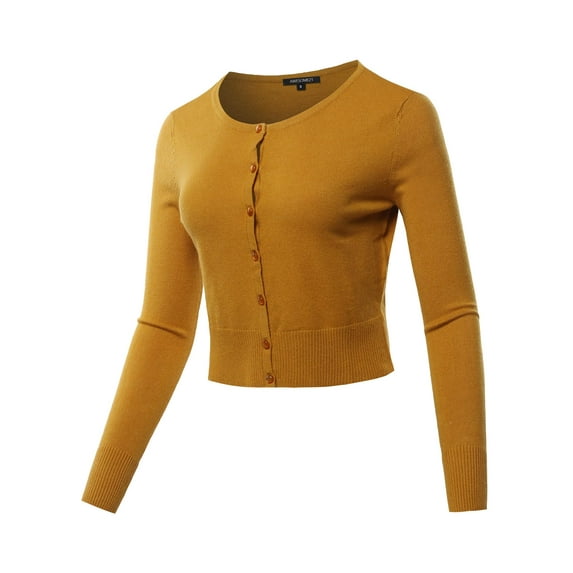 FashionOutfit Women's Solid Button Closure Long Sleeve Cardigan