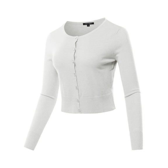 FashionOutfit Women's Solid Button Closure Long Sleeve Cardigan