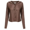 thumbnail image 1 of FashionOutfit Women's Solid Caged Front Long Sleeves Cropped Hoodie, 1 of 3