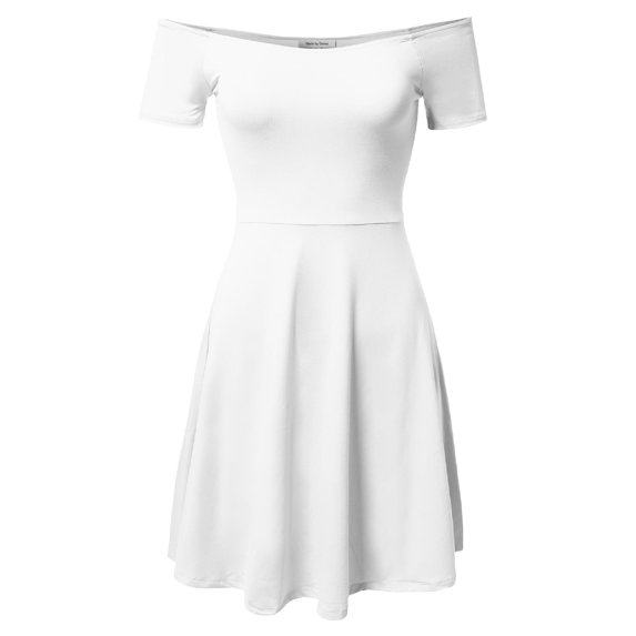 FashionOutfit Women's Solid Cap Sleeves or Off-Shoulder Sheath Princess Dress
