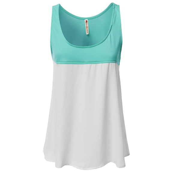 FashionOutfit Women's Solid Color Contrast Sleeveless Tank Tops