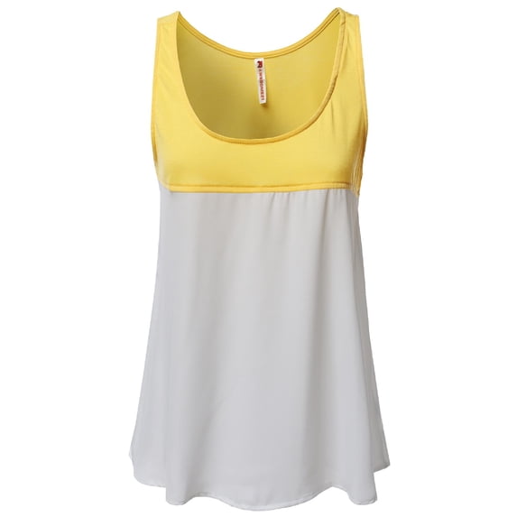 FashionOutfit Women's Solid Color Contrast Sleeveless Tank Tops