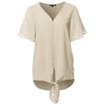 thumbnail image 1 of FashionOutfit Women's Solid Double Layer Chiffon Front Tie V-Neck Top, 1 of 1