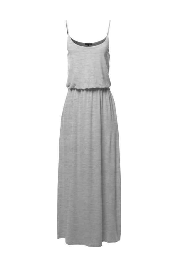 Women's Solid Double Layered Elastic Waist Band Maxi Dress
