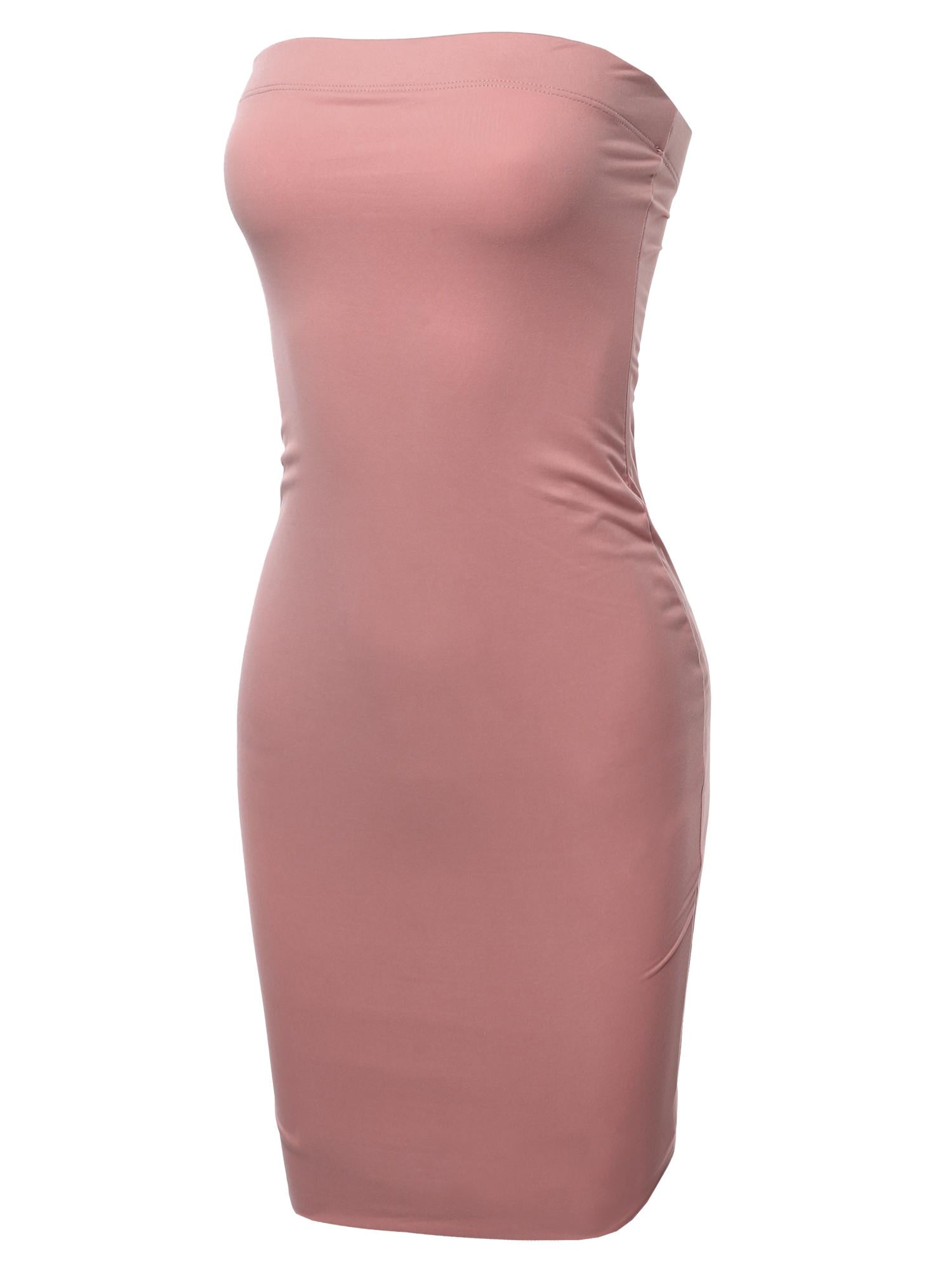 FashionOutfit Women's Solid Double Lining Sexy Tube Mini Dress - Walmart.com