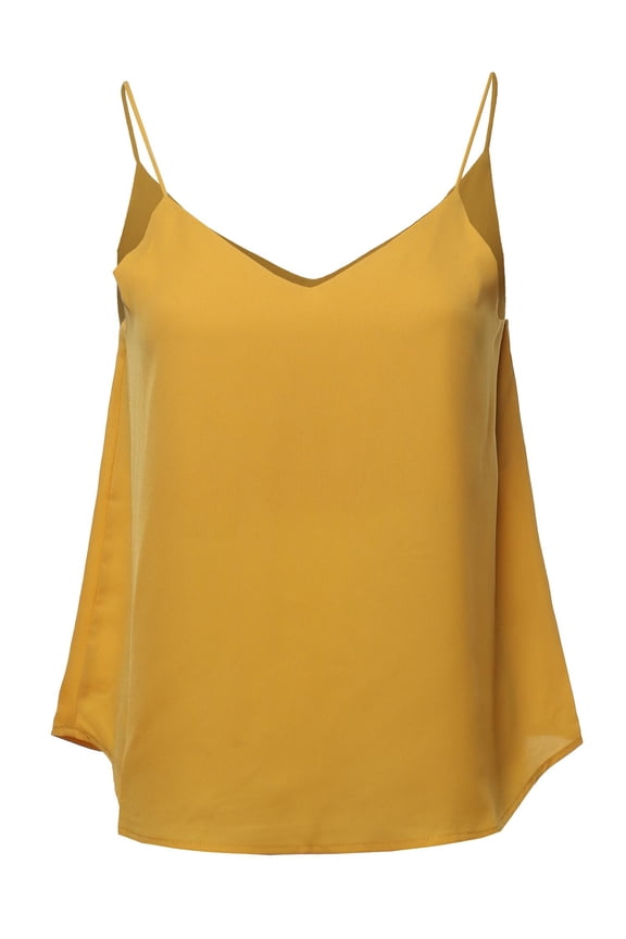 Women's Solid Double V-Neck Cami Woven Tank Top