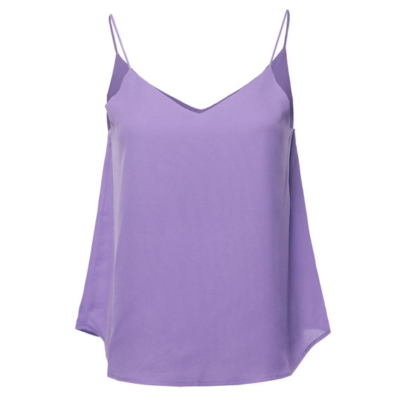 FashionOutfit Women's Solid Double V-Neck Cami Woven Tank Top