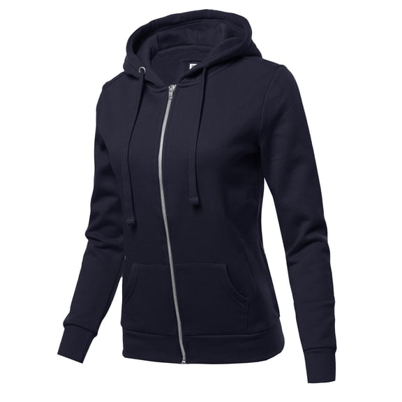 FashionOutfit Women's Solid Fleece Full Zip Hoodie