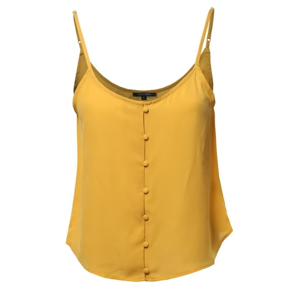 FashionOutfit Women's Solid Front Button Cami Woven Top