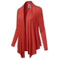 thumbnail image 1 of FashionOutfit Women's Solid Jersey Knit Draped Open Front Long Sleeves Cardigan, 1 of 4