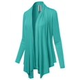 thumbnail image 1 of FashionOutfit Women's Solid Jersey Knit Draped Open Front Long Sleeves Cardigan, 1 of 4