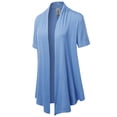 thumbnail image 1 of FashionOutfit Women's Solid Jersey Knit Draped Open Front Short Sleeves Cardigan, 1 of 4