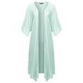 thumbnail image 1 of FashionOutfit Women's Solid Kimono 3/4 Sleeves Wrap Side Slits Long Cardigan, 1 of 1
